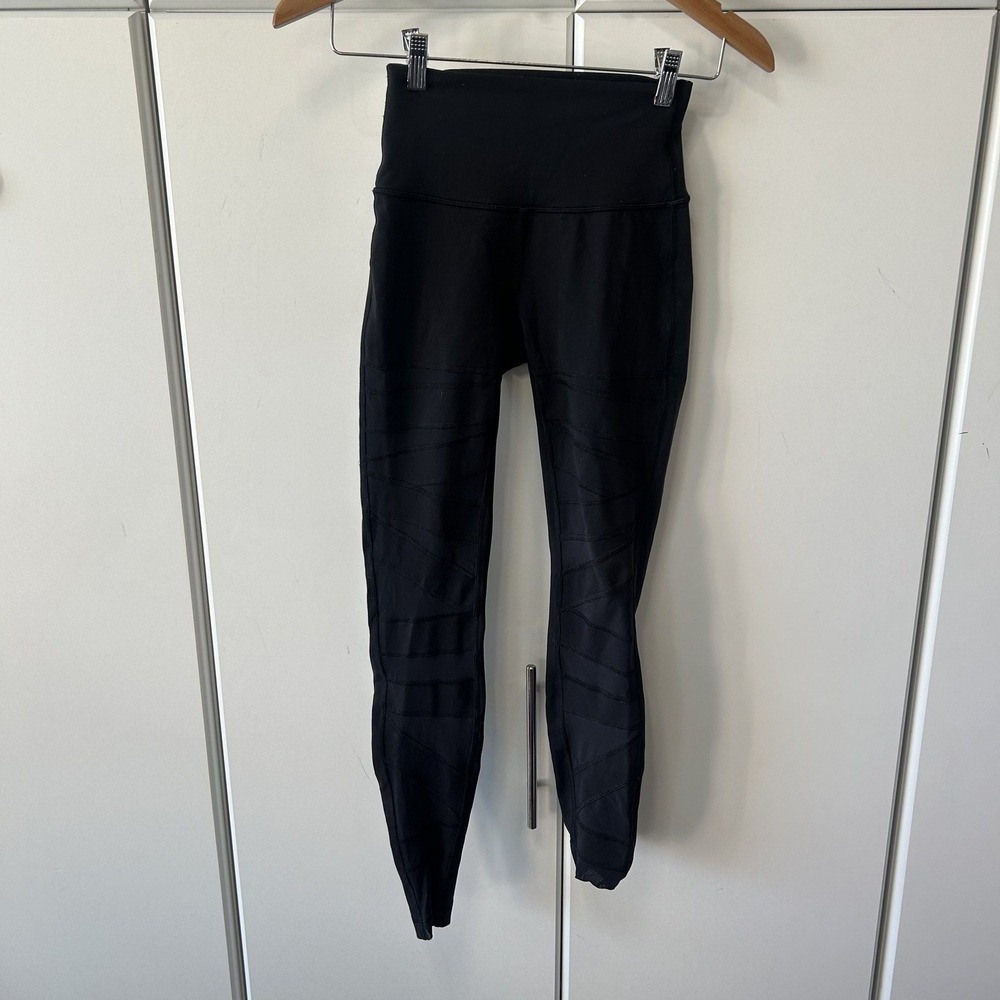 Lululemon High Times Pant Mesh Black High Rise Yoga Leggings Tights Size 4